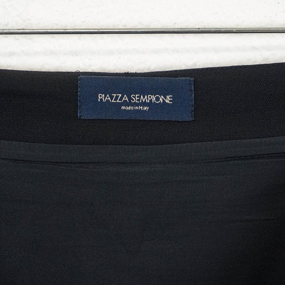 Piazza Sempione Black A-Line Skirt Knee Length Wool Size 46IT - Picture 3 of 10